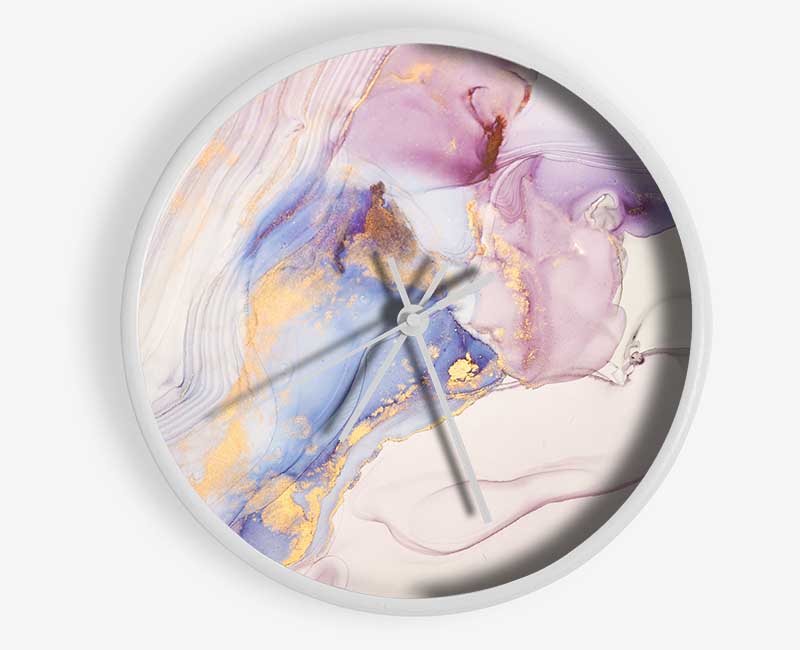 Lilac And Blue Marble Pattern Clock - Wallart-Direct UK