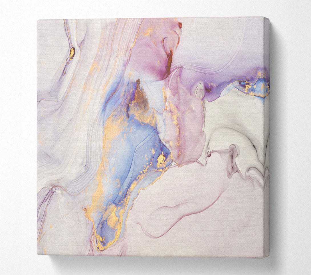 A Square Canvas Print Showing Lilac And Blue Marble Pattern Square Wall Art