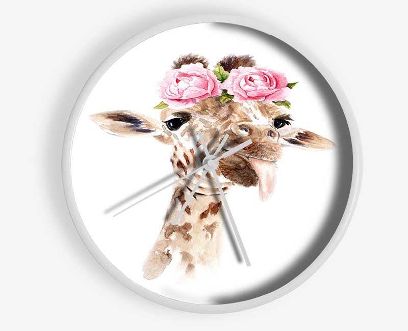 Roses On A Giraffe'S Head Clock - Wallart-Direct UK