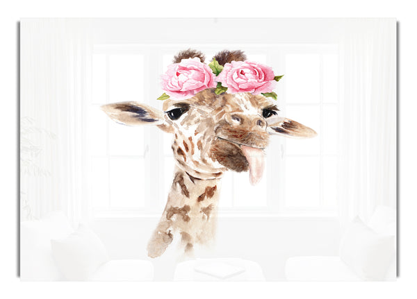 Roses On A Giraffe'S Head