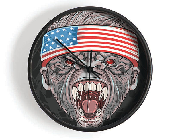 Angry Gorilla American Flag Clock - Wallart-Direct UK