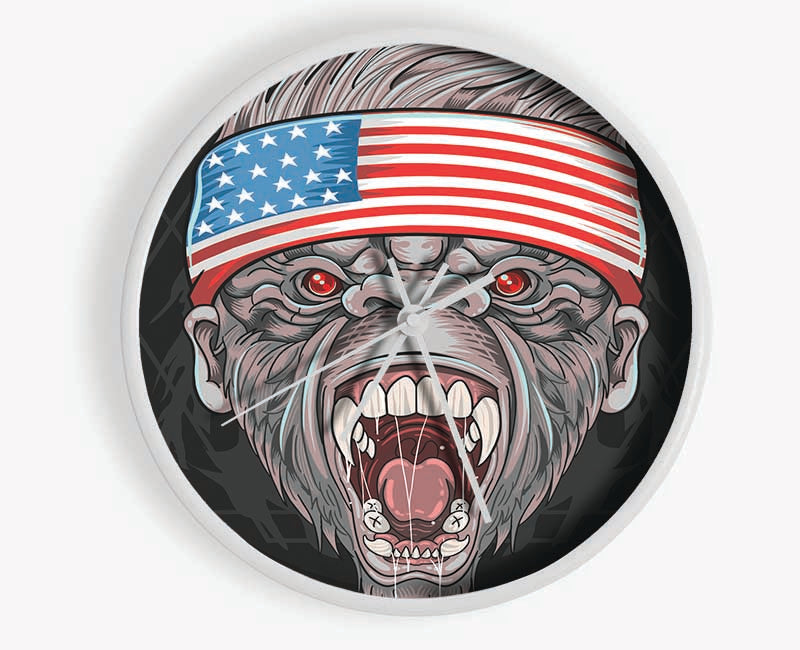 Angry Gorilla American Flag Clock - Wallart-Direct UK