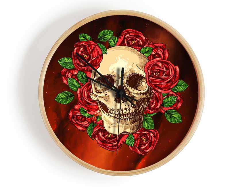 Roses Round A Skull Clock - Wallart-Direct UK