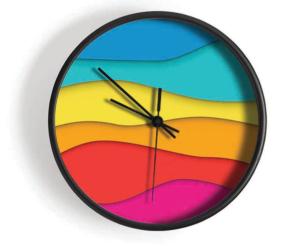 The Curve Rainbow Lines Clock - Wallart-Direct UK