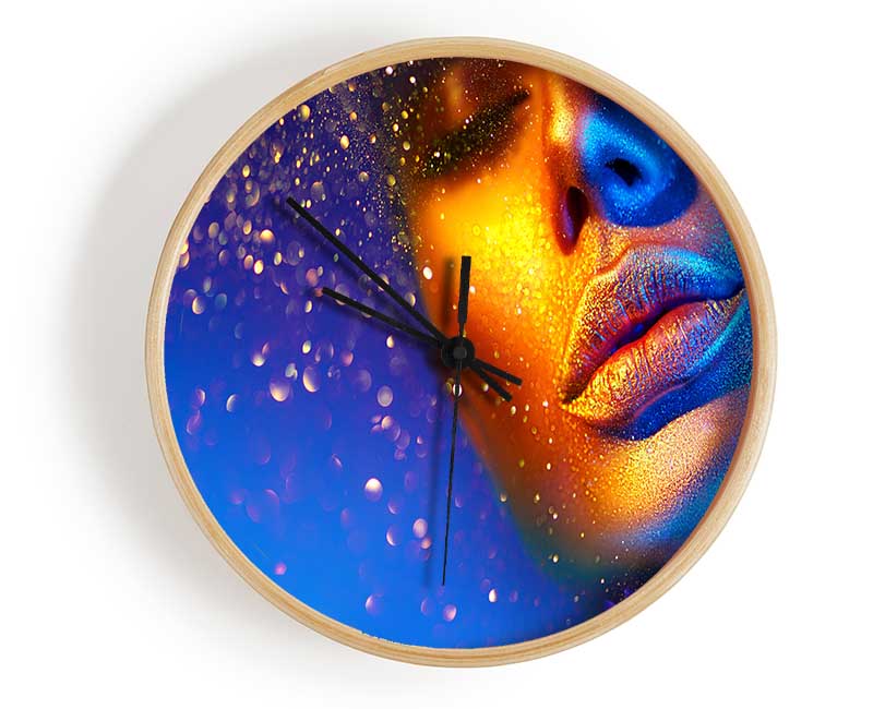 Gold And Blue Face Clock - Wallart-Direct UK