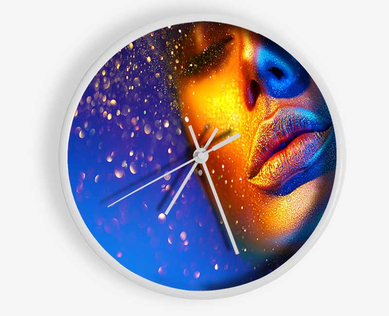 Gold And Blue Face Clock - Wallart-Direct UK