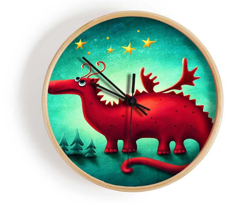 The Red Dragon Beneath The Moon Clock - Wallart-Direct UK