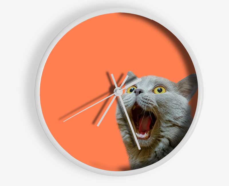 Cat On The Orange Clock - Wallart-Direct UK