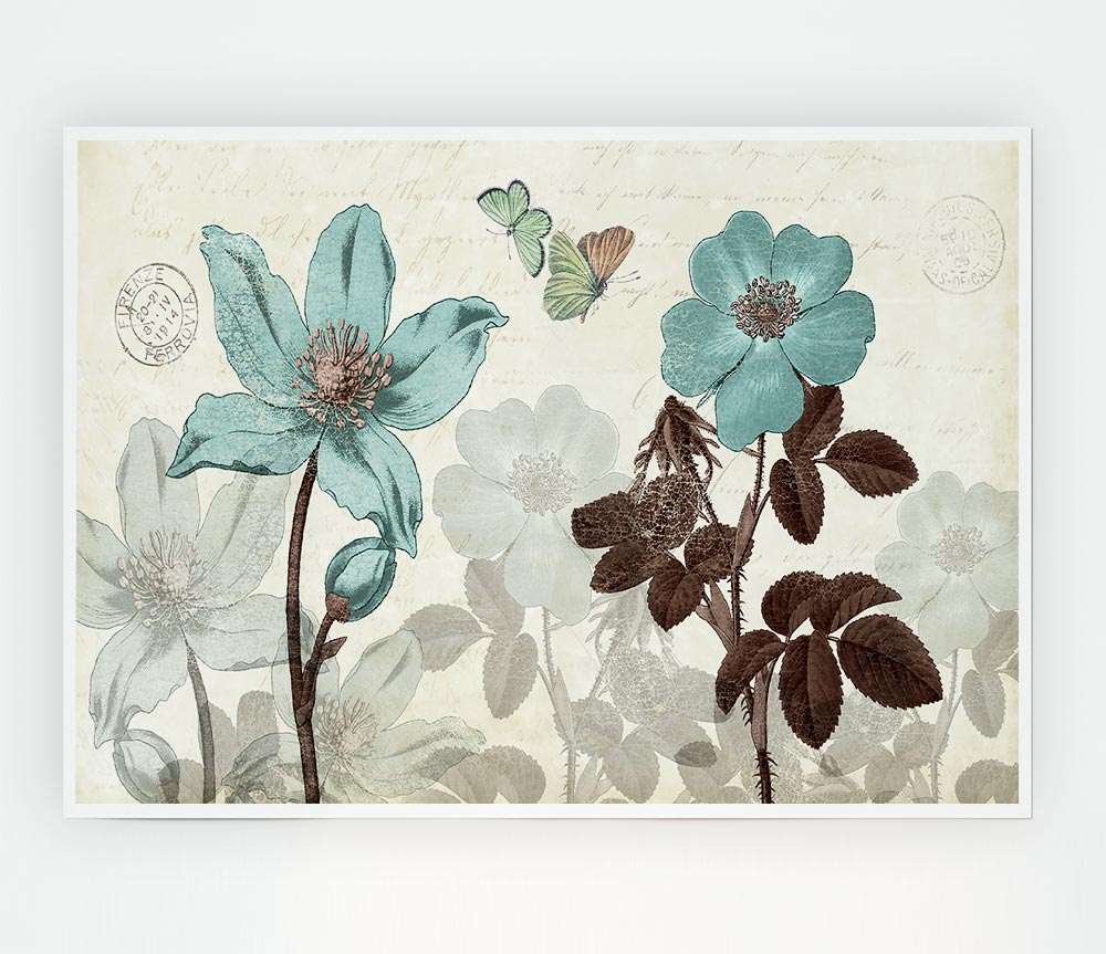 Blue Flower Stand Tall Print Poster Wall Art