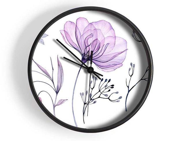 Small Lilac Crocus Illustration Clock - Wallart-Direct UK