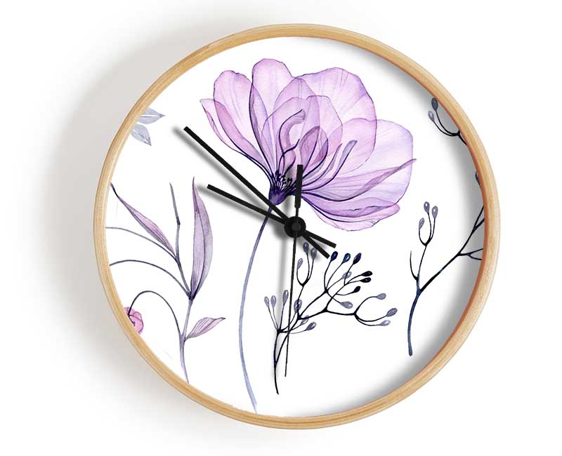 Small Lilac Crocus Illustration Clock - Wallart-Direct UK