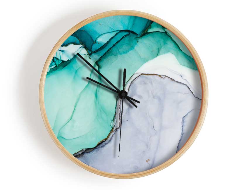 Flow Of Green To Blue Liquid Clock - Wallart-Direct UK