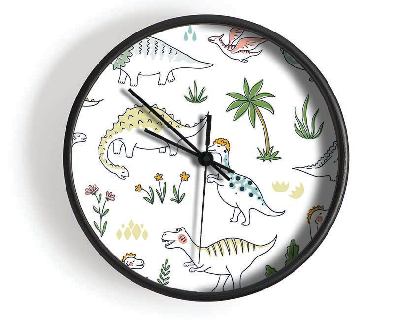 The Dino Pattern Clock - Wallart-Direct UK