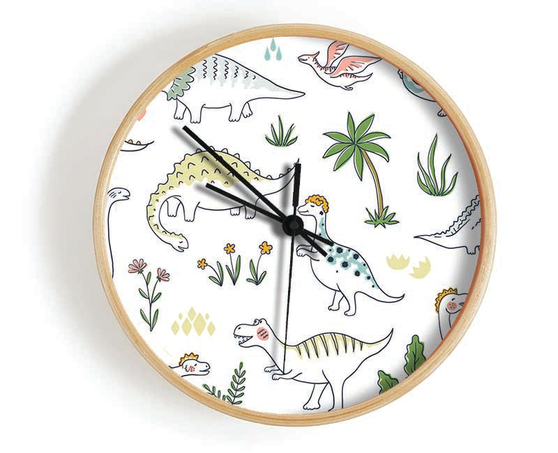 The Dino Pattern Clock - Wallart-Direct UK