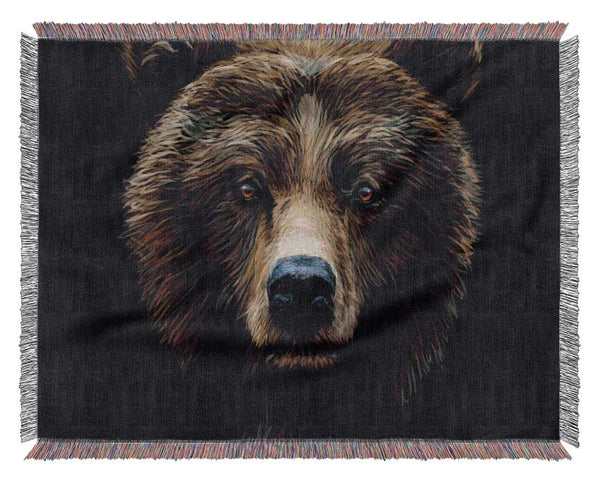 Big Scary Bear Face Woven Blanket