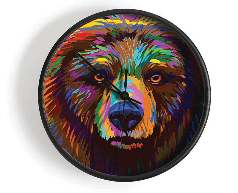 Vibrant Bear Face Clock - Wallart-Direct UK