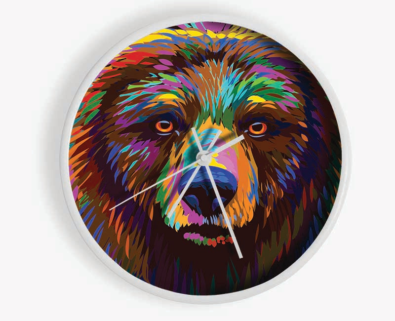 Vibrant Bear Face Clock - Wallart-Direct UK