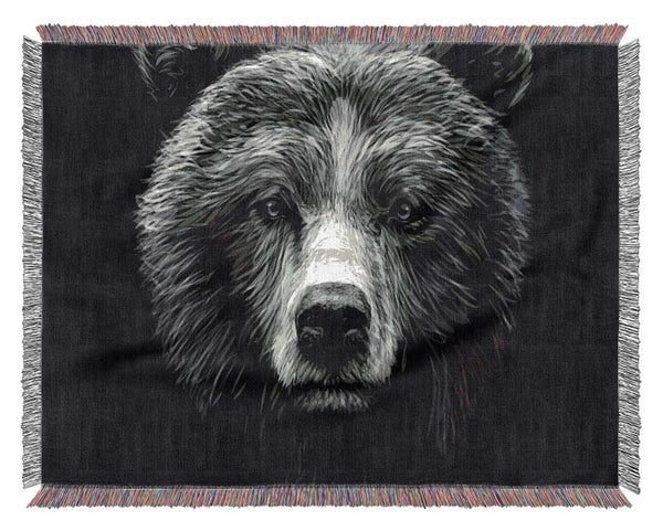 Black And White Bear Face Woven Blanket