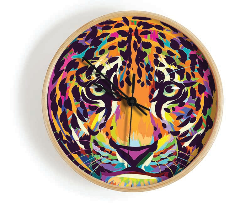 Leopard Head Watercolour Clock - Wallart-Direct UK