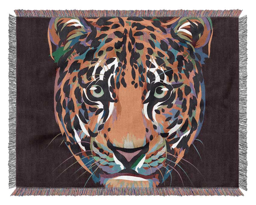 Leopard Head Watercolour Woven Blanket