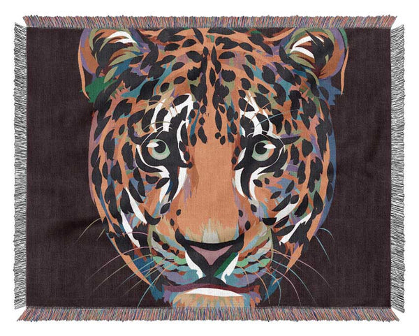 Leopard Head Watercolour Woven Blanket