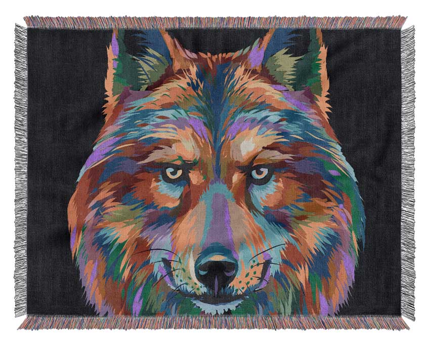 Stunning Wolf Head Woven Blanket