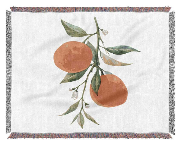 Oranges Fresh On The Branch Woven Blanket