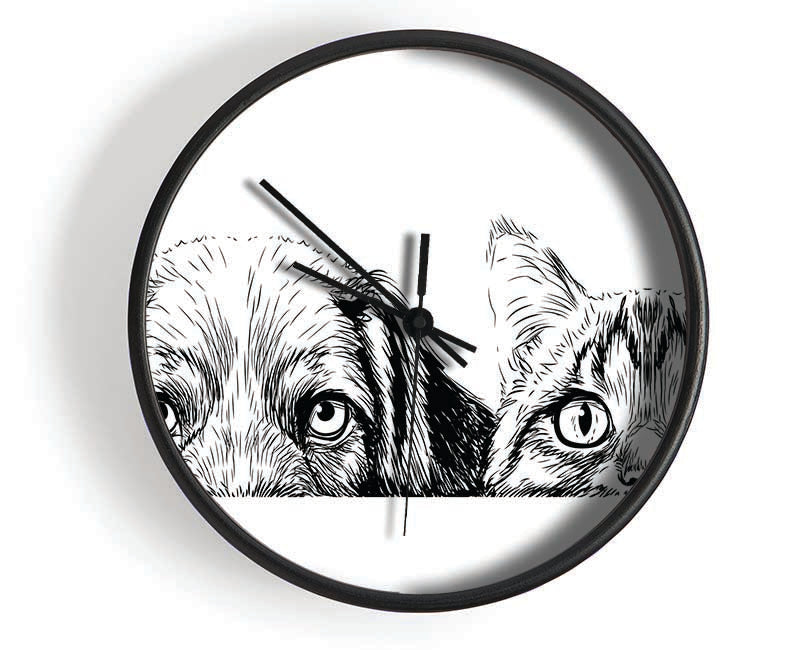 Cat And Dog Peep Clock - Wallart-Direct UK