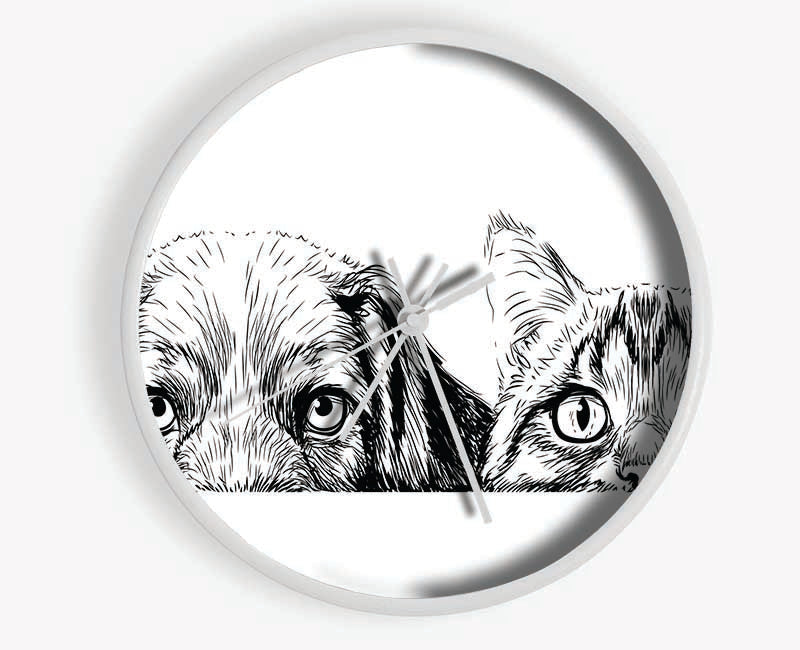 Cat And Dog Peep Clock - Wallart-Direct UK