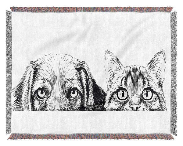 Cat And Dog Peep Woven Blanket