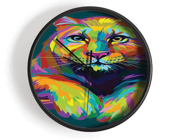 Colourful Mountain Lion Clock - Wallart-Direct UK