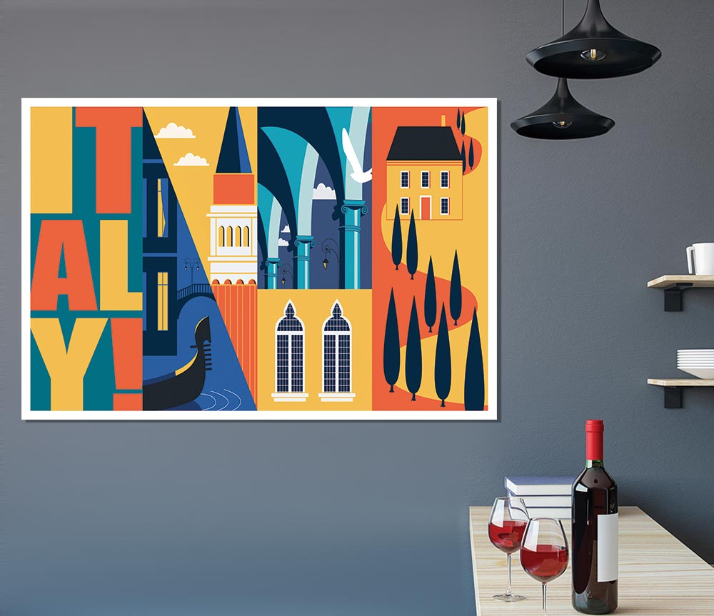 Italy Poster Illustration Print Poster Wall Art