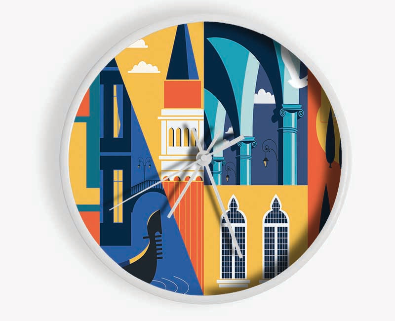 Italy Poster Illustration Clock - Wallart-Direct UK