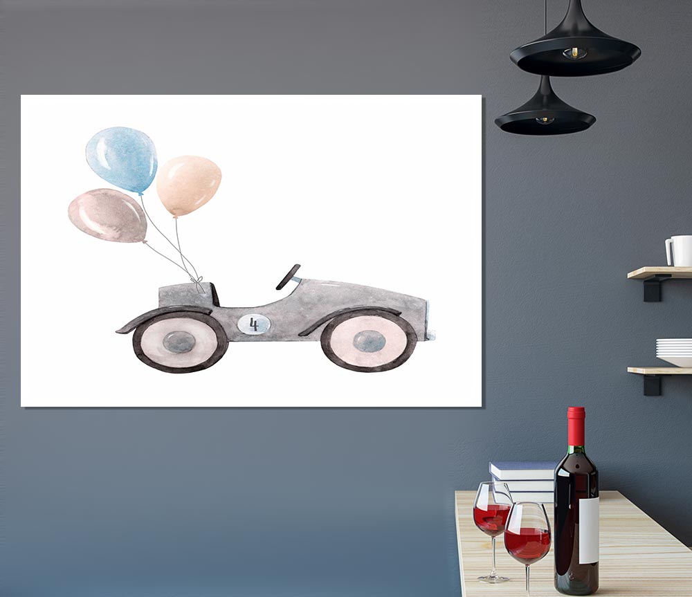 Balloon Car Print Poster Wall Art