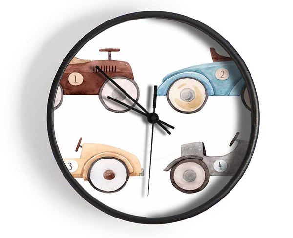 Retro Ride On Cars Clock - Wallart-Direct UK