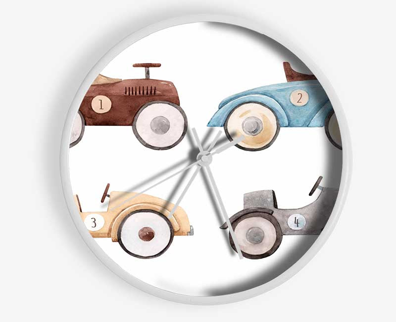 Retro Ride On Cars Clock - Wallart-Direct UK