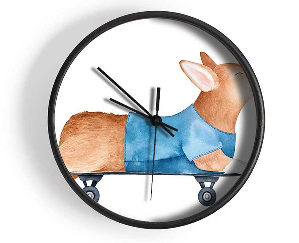 Corgi On A Skateboard Clock - Wallart-Direct UK