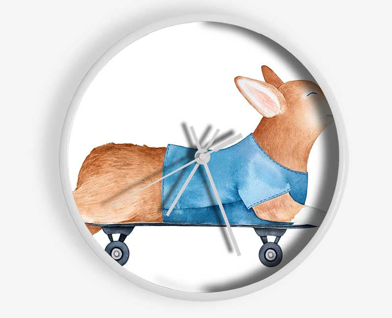 Corgi On A Skateboard Clock - Wallart-Direct UK