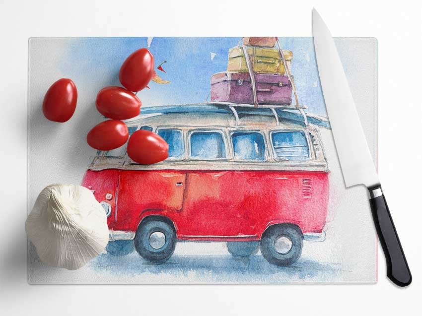 Delightful Camper Glass Chopping Board