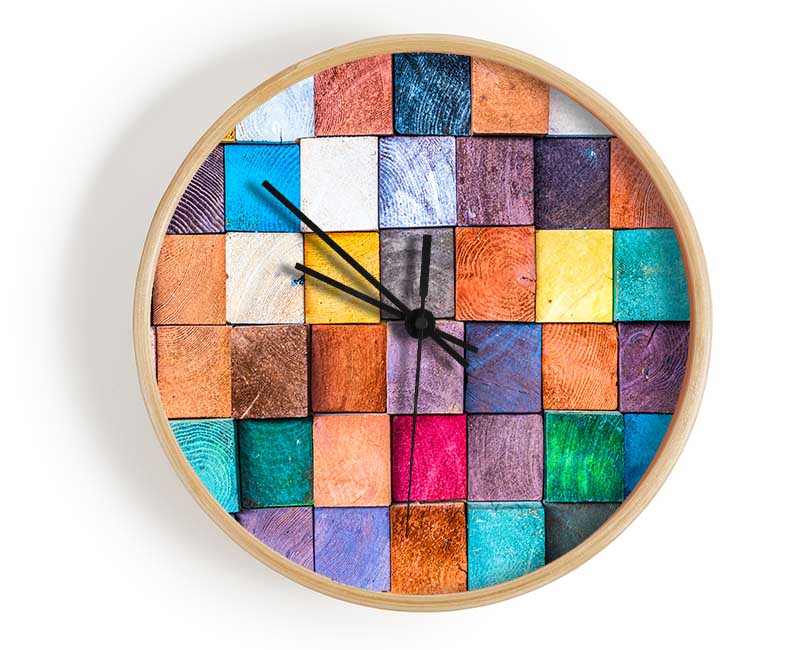 Textures Squares And Shadows Clock - Wallart-Direct UK