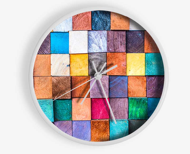 Textures Squares And Shadows Clock - Wallart-Direct UK