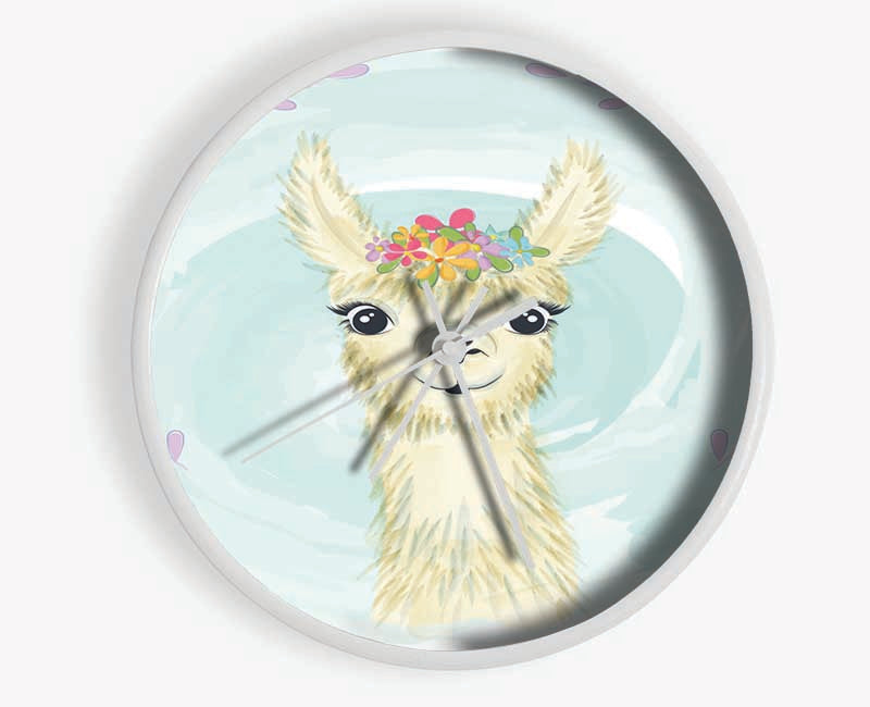 Llama Floral Head Clock - Wallart-Direct UK