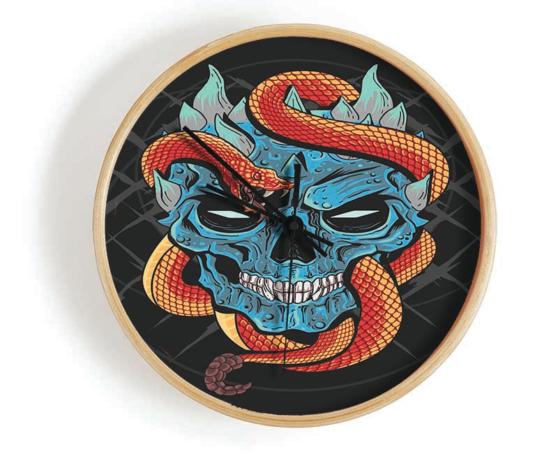 Snake Wrapped Around A Skull Clock - Wallart-Direct UK