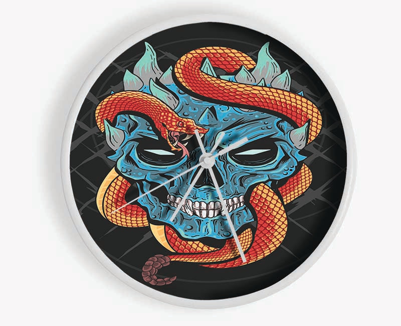 Snake Wrapped Around A Skull Clock - Wallart-Direct UK