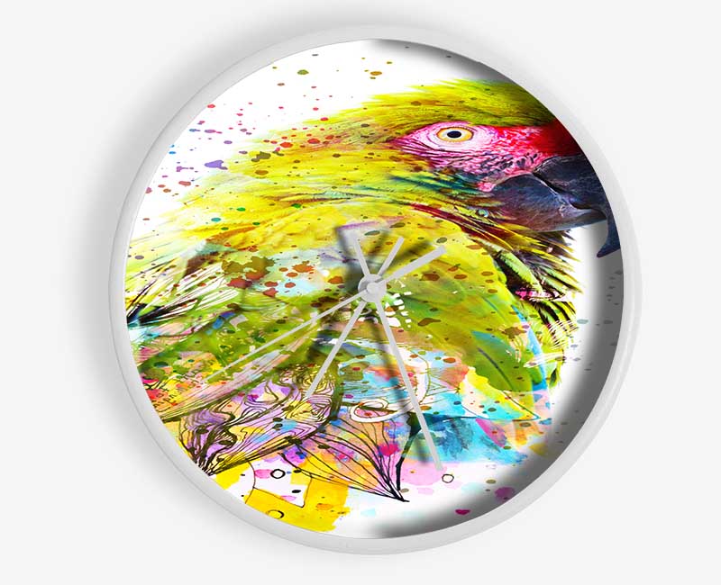 The Green Parrot Splatter Clock - Wallart-Direct UK