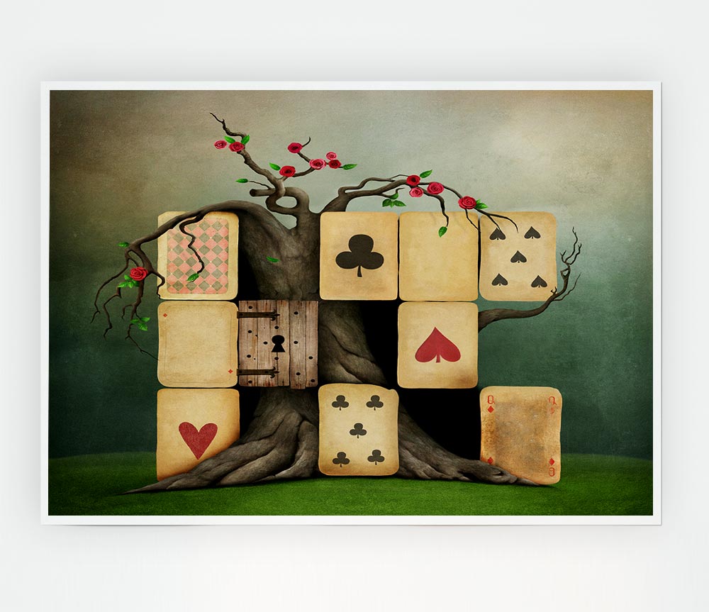 Alice In Wonderland Dice Tree Print Poster Wall Art