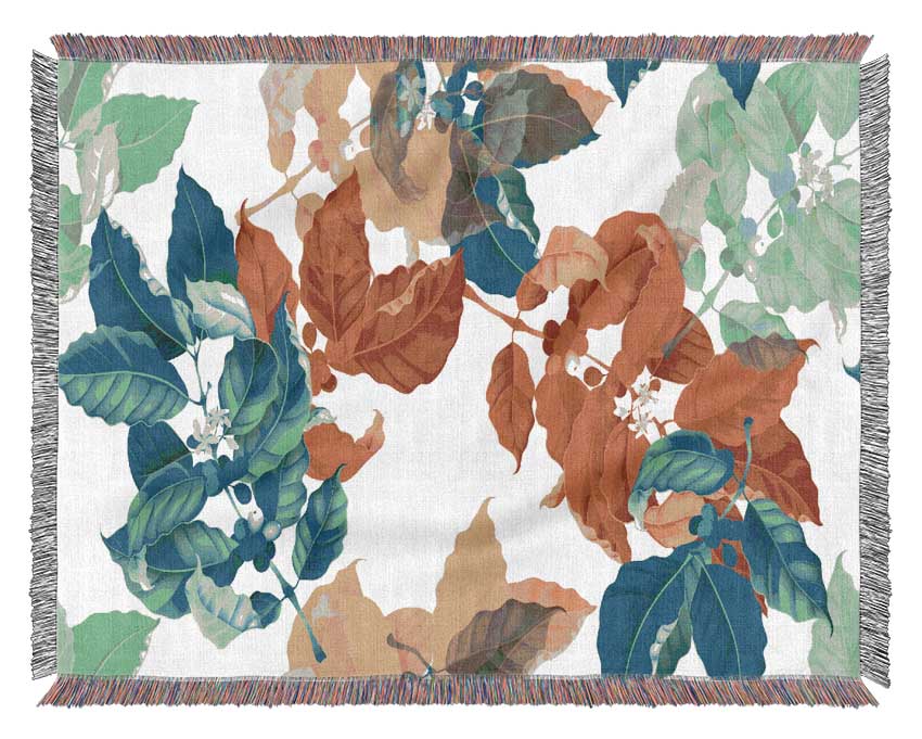 Summer Meets The Autumn Leaves Woven Blanket