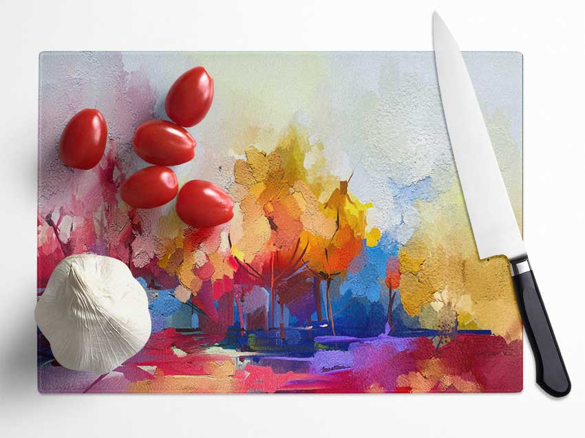 Summer Colour Explosion Glass Chopping Board