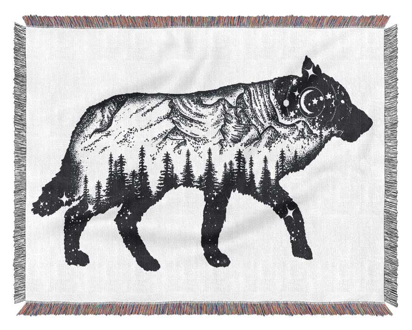 The Fox At Night Sky Woven Blanket