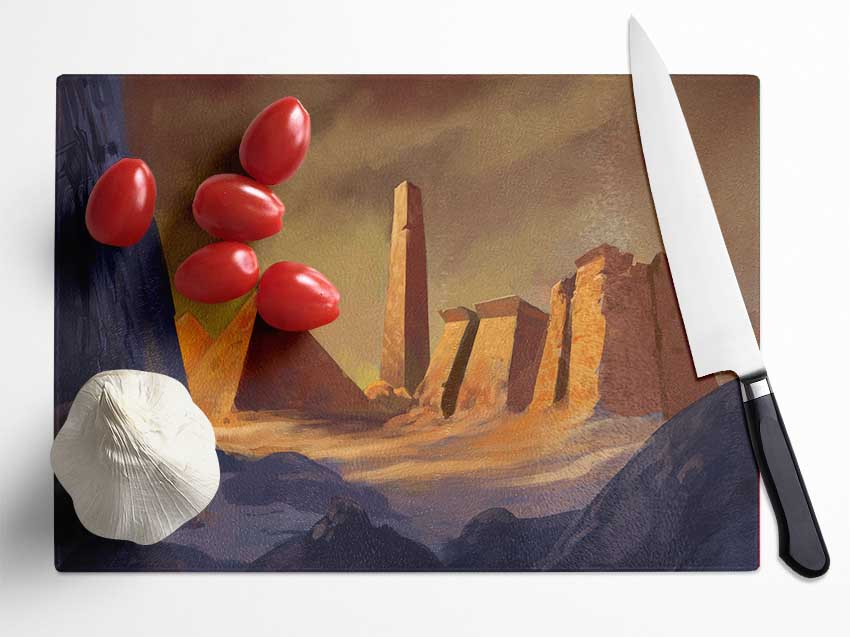 The Pyramids At Dusk Glass Chopping Board